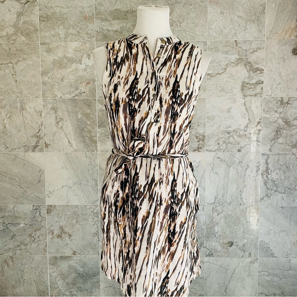 Cynthia Rowley Ikat Sleeveless Linen Dress - Picture 2 of 8
